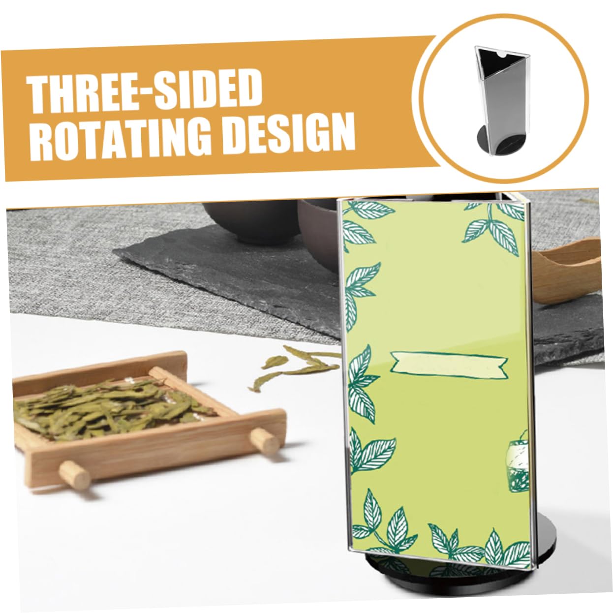 TEHAUX 3pièces Porte-menu Acrylique Rotatif Support De Table Transparent Pour Affichage De Prix Menus Présentoir Pour Restaurants Et Événements