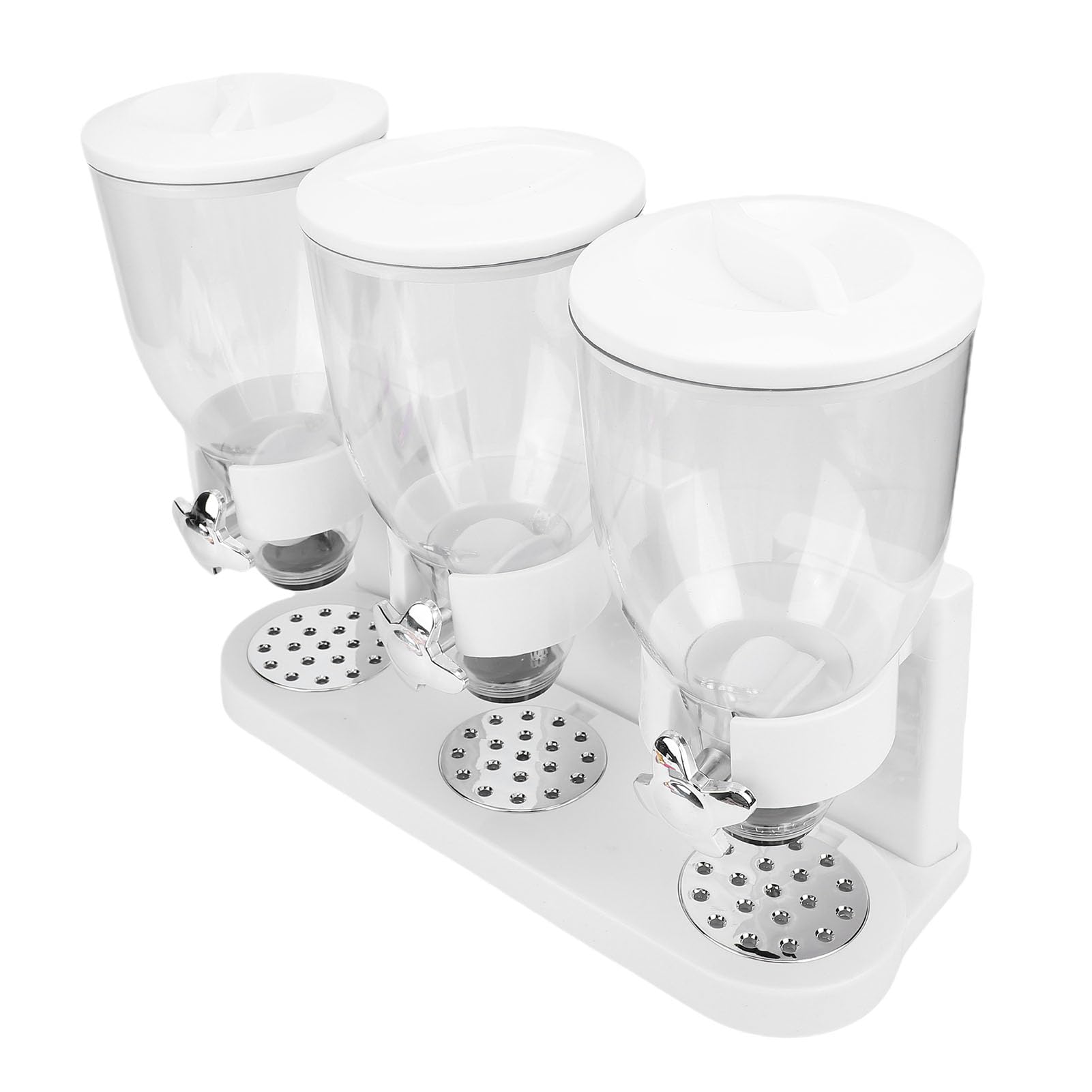 Dispenser per Alimenti Triplo, Dispenser per Alimenti Secchi in Plastica, Dispenser per Cereali da Banco, Contenitore per Cereali da Banco, Contenitore per Snack per Chicchi di (WHITE)