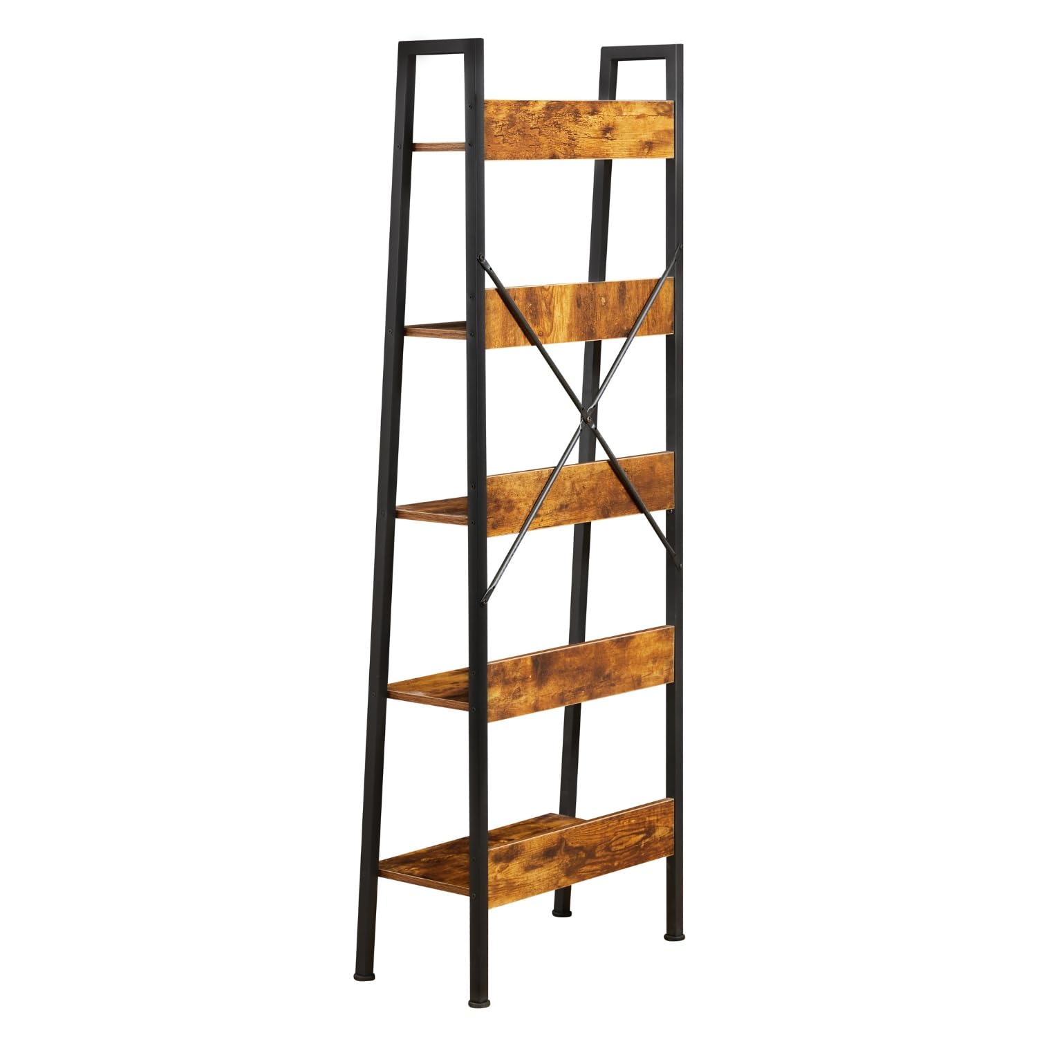 Libreria Industriale 5 Ripiani - Legno E Metallo, 200cm, Per Soggiorno O Ufficio - Foto 8