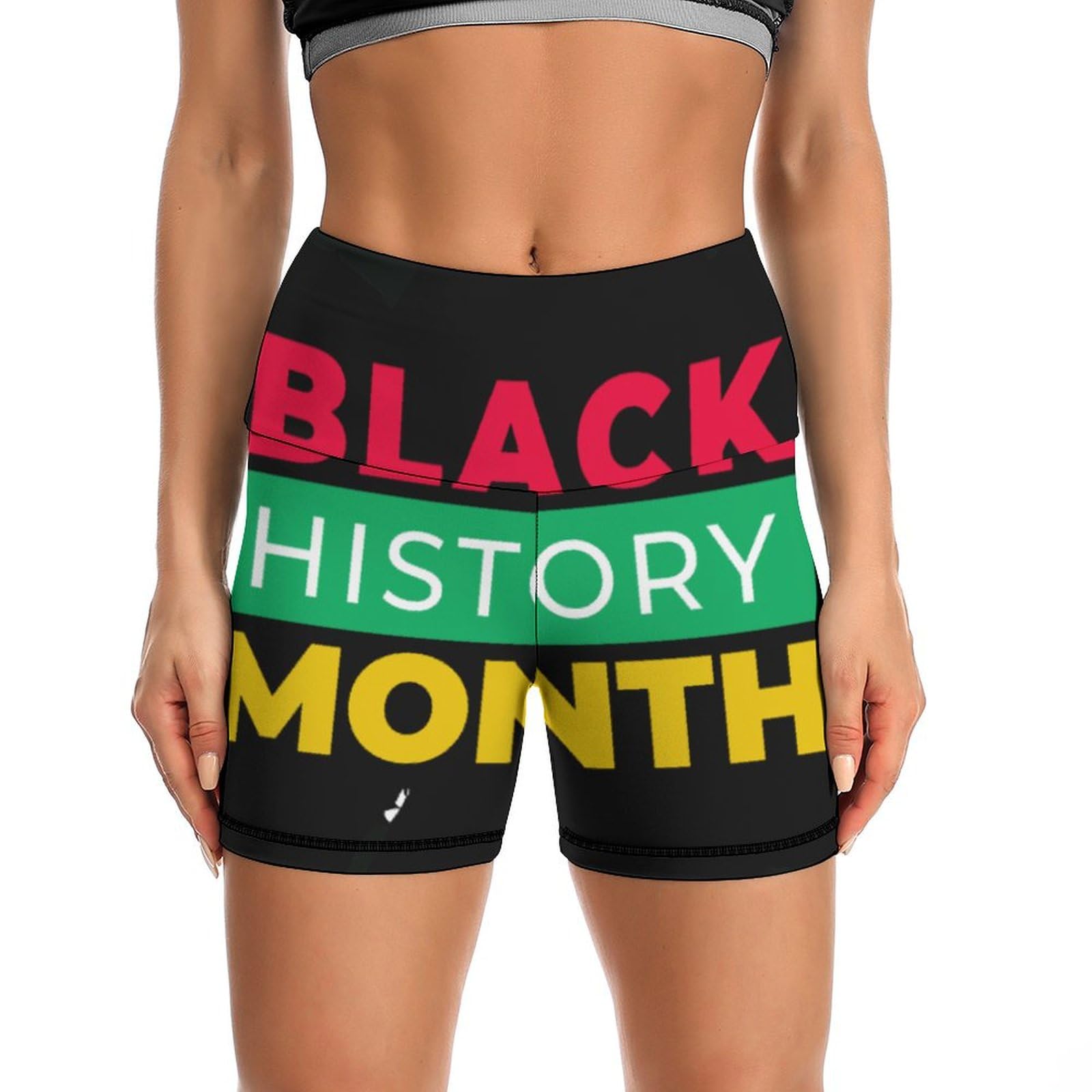 JYYAU Happy Black History Month 2022 High Waist Yoga Shorts for Women Athletic Shorts Leggings Running Pants