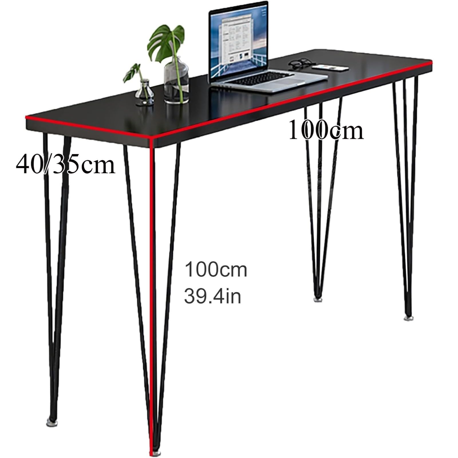 Bartisch Kneipentisch Hohe Thekenhöhe Esstisch Konsolentisch Aus Massivholz Mit Metallbeinen Schmale Thekenhöhe Für Küche Wohnung Balkon Café C,100 * 35 * 100