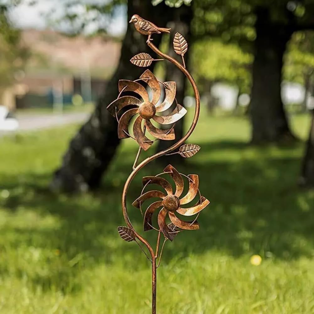Garden Mile Floral Wind Spinner for Gardens Wind Sculpture and Spinner Garden Metal Ornament Windmill For Gardens Outdoor Decoration windmill