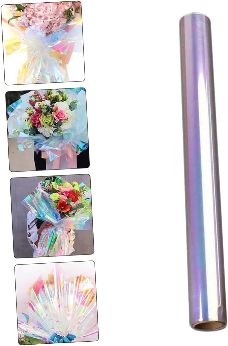 Mikinona Iridescent Cellophane Wrap Paper Transparent Gradient Film for DIY Crafts Food Packaging and Costume Decoration Wrapping for Cookies Chocolates Candy