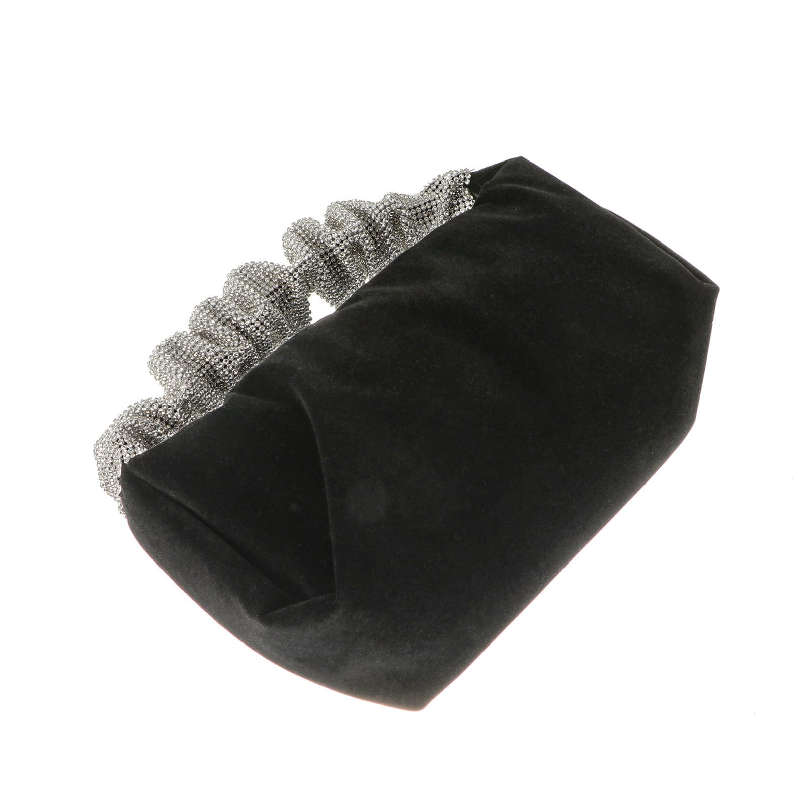 Tofficu Imitación Bolso de Terciopelo Gemas de Fiesta Negro