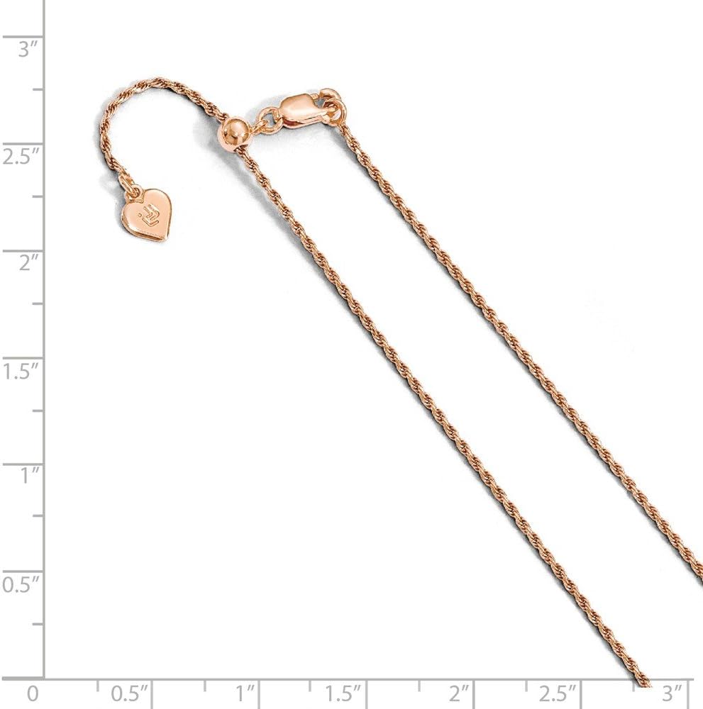 Sonia Jewels Sterling Silver 1.2 mm Rose Gold-Toned Adjustable Rope Chain Necklace - with Secure Lobster Lock Clasp