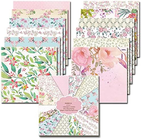 Vintage Bohemian Scrapbook Paper 12x12 - 24 Sheet Double-Sided Bobo Floral Pattern Paper Pad