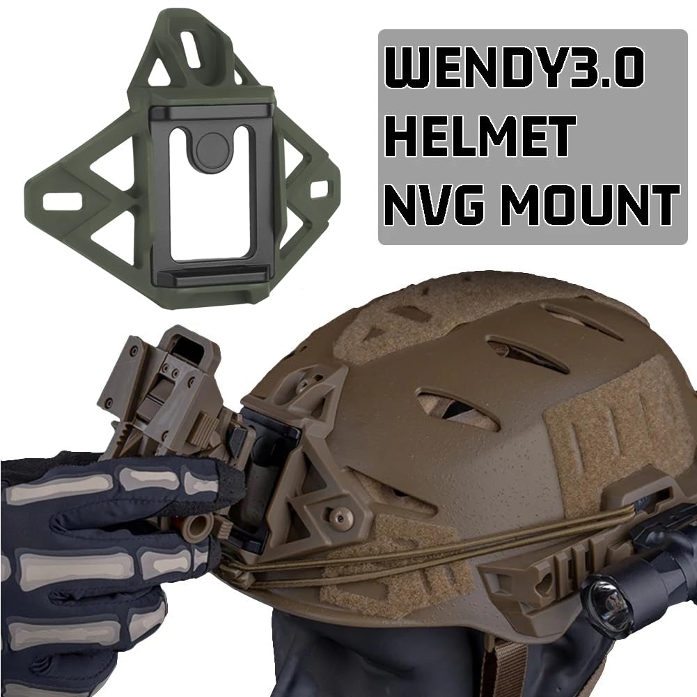 Tactical Helmet NVG Mount with Modular Bungee Shroud and Sports Camera Bracket Base for Wendy 3.0 Helmet (OD)
