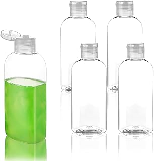 Kitchen GIMS Plastic Travel Squeeze Bottles Clear Travel Size Bottles with Flip Cap TSA Approved 3.4oz/100ml Travel Bottles for Toiletries, Shampoo, Conditioner & Lotion (5 Pack)