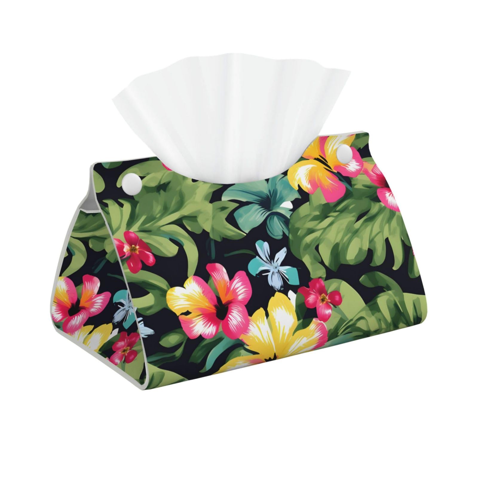 Hawaiian Flower Print Print Long Tissue Box Cover Tissue Dispenser Box For Living Room, Office, Car, Bathroom
