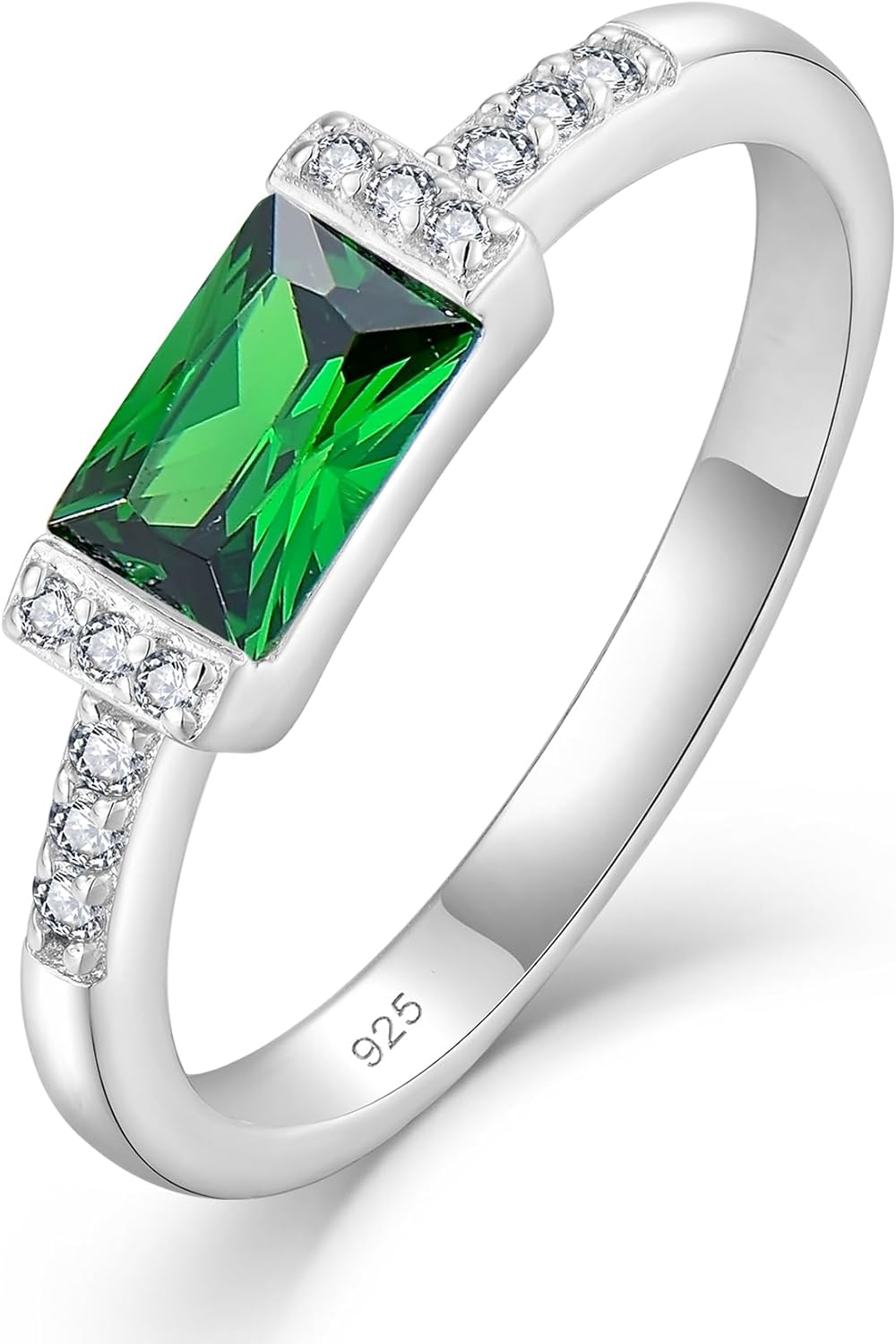 STARCHENIE Baguette Rings for Women 925 Sterling Silver Birthstone Ring Size 5-10