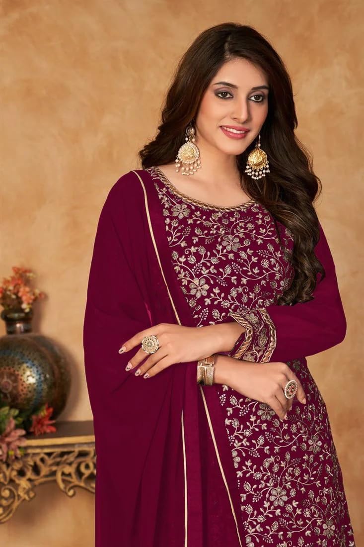 Xomantic Fashion Damen Gestickte Georgette Pakistani Salwar Anzug Sets mit Dupatta