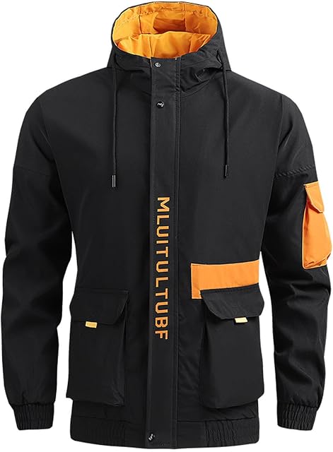 Szshaoye Men's Outdoor Waterproof Jackets Big and Tall Parka Jacket Mens Outdoor Lightweight Sports Outerwear Windproof Hiking Camping Rain Coat