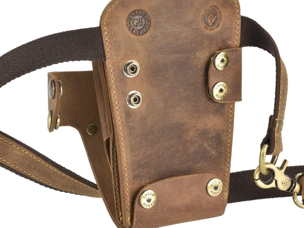 Greenburry Friseurtasche Scherentasche Scherenholster Werkzeugtasche antikbraun Leder Vintage