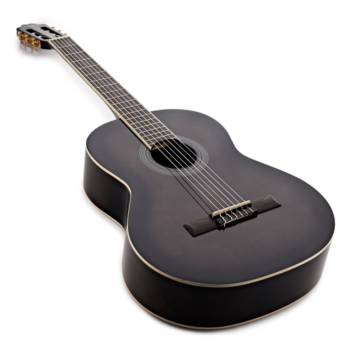 Chitarra classica Deluxe di Gear4music, Trans Nero | Suono Equilibrato e Suonabilità Comoda, Corde di Nylon Morbide per Suonare Facilmente, Scala Standard, Trans Black