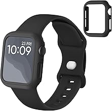 2-IN-1 Compatible for Silicone Apple Watch Band 40mm 41mm 44mm 45mm with, Sport Band and Cover for iWatch Series SE SE2 9 8 7 6 5 4