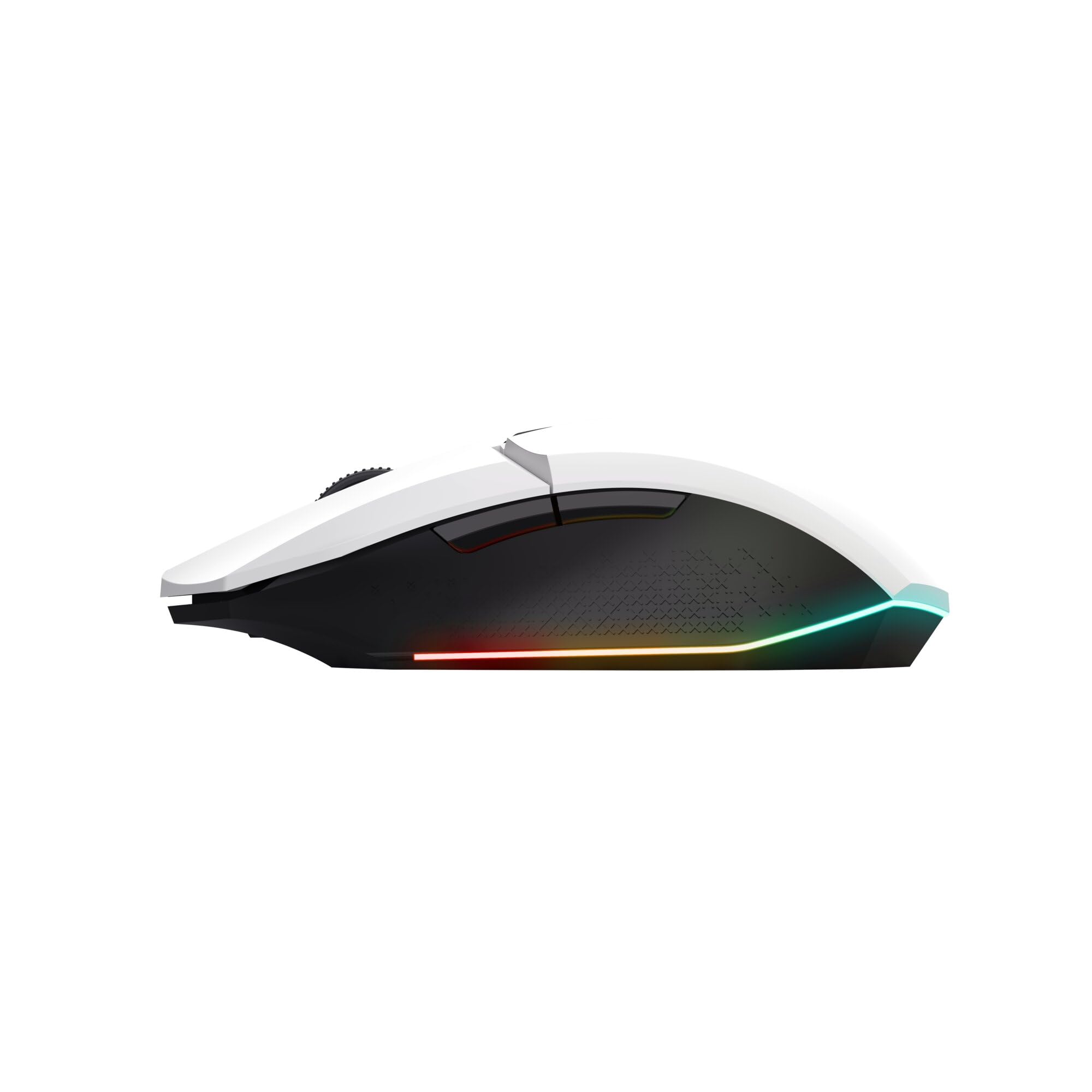 GXTrust Vylax bezprzewodowa mysz gamingowa, akumulator 80 godzin, biała | 800-4800 DPI, podświetlenie LED, 6 przycisków, odbiornik USB, myszka do gier PC komputer laptop Windows