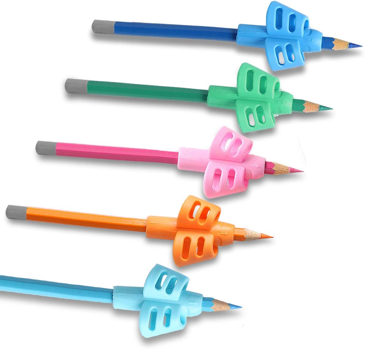 Suреr Brаndѕ Mlife Pencil Grips - 5PCS Children Pencil Holder Writing Aid Grip Trainer, Ergonomic Training Pen Grip Posture Correction Tool for Kids (Set of 5PCS)