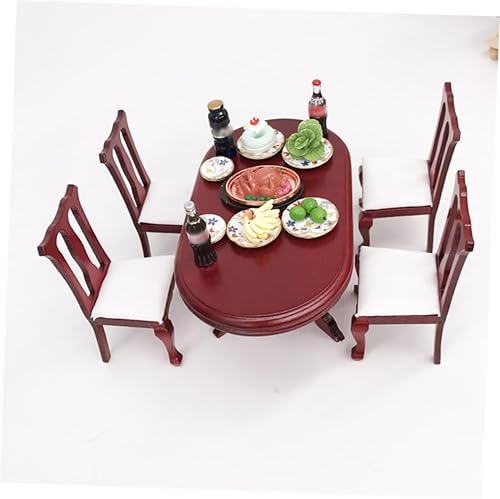 Miniatura 6 de TOYANDONA Muebles para casa de muñecas, 1 juego de muebles para casa de muñecas, muebles de madera para casa mini, muebles de casa, mini adornos