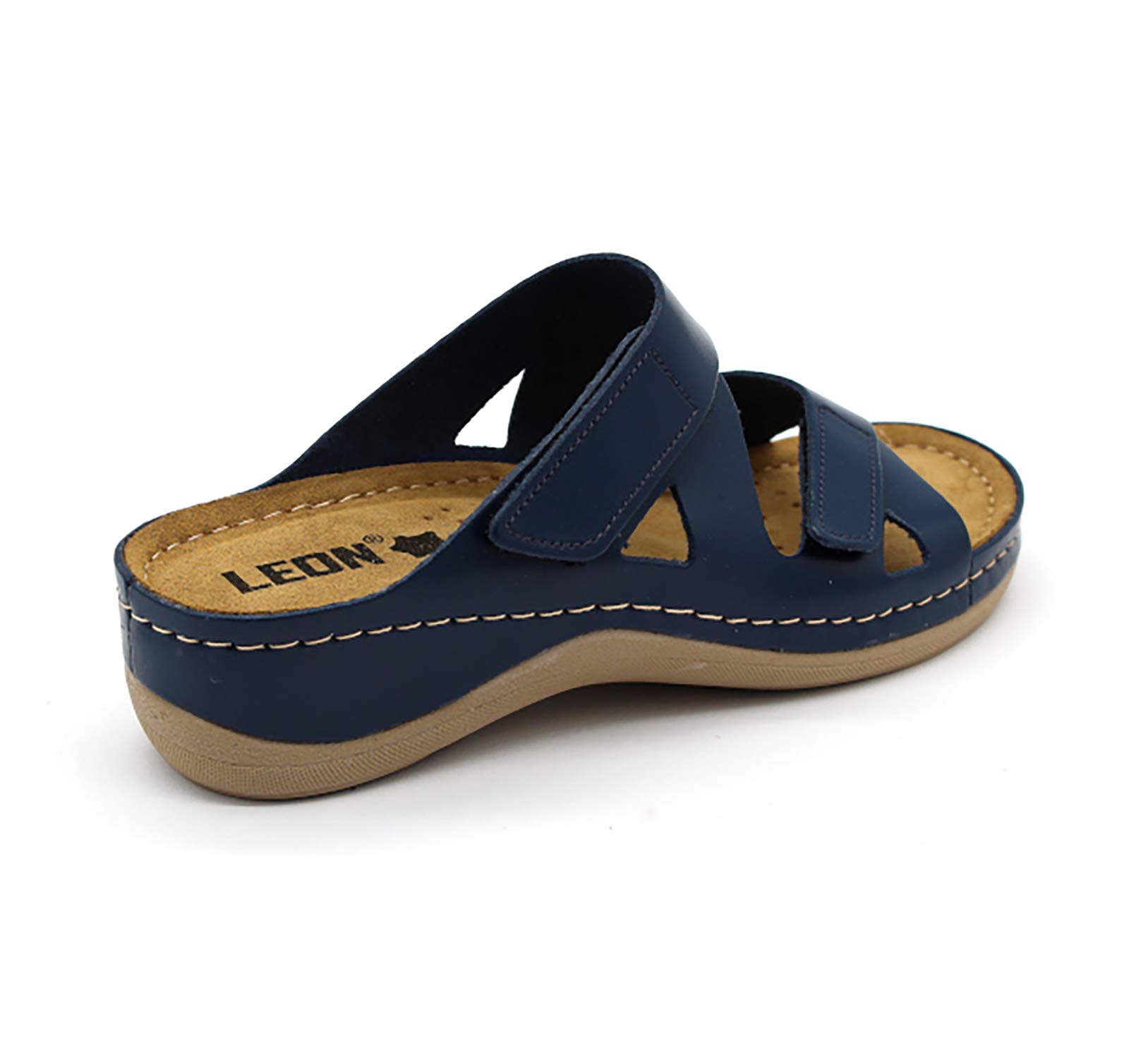 LEON 906 Sandalias Zuecos Zapatos Zapatillas de Cuero para Mujer