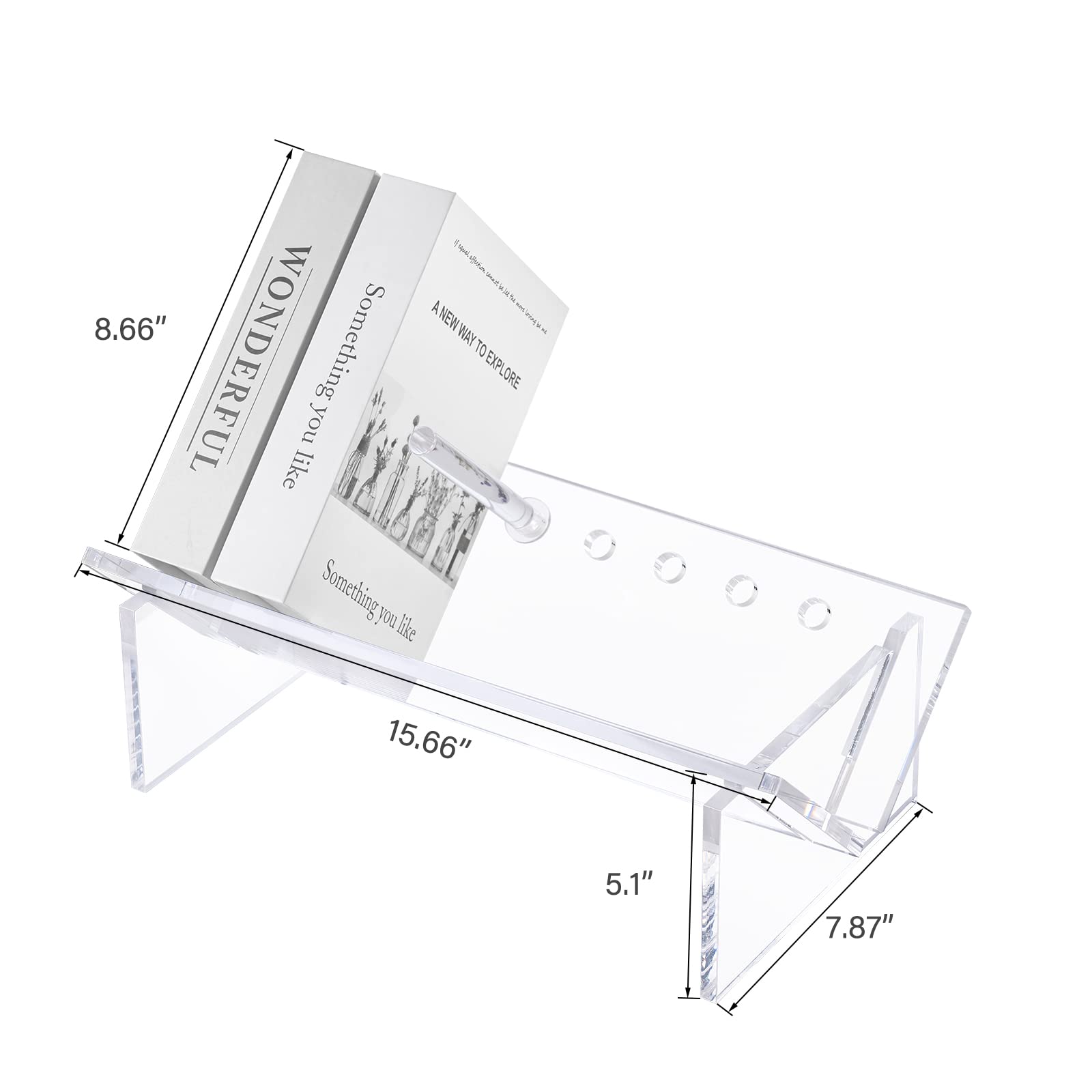 Sumerflos Acrylic Desktop Bookcase, Book Storage Organizer Bookshelves, Clear Mordern Tabletop Storage Rack for Office Home Shelf Display for Cd/Magazine/Book - Clear