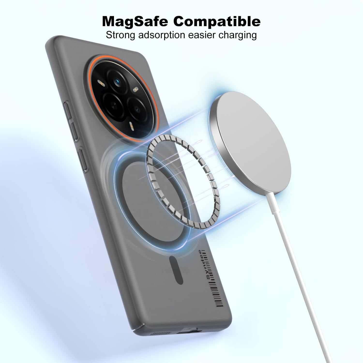 DL3 Mobilak Case Back Cover for Honor Magic7 Pro, Sleek Frosted Translucent Back Only Compatible with Wireless Magnetic Accessories | Anti-Scratch Shockproof Phone Case (Black)