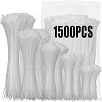 XINGO 1200 PCS Cable Zip Ties 14 de pouce de poids lourd, 40lbs Résistance à la traction, fermeture éclair noire 1000PCS+White 200PCS, Câbles en nylon auto-verrouillage Premium pour utilisation intérieure et extérieure