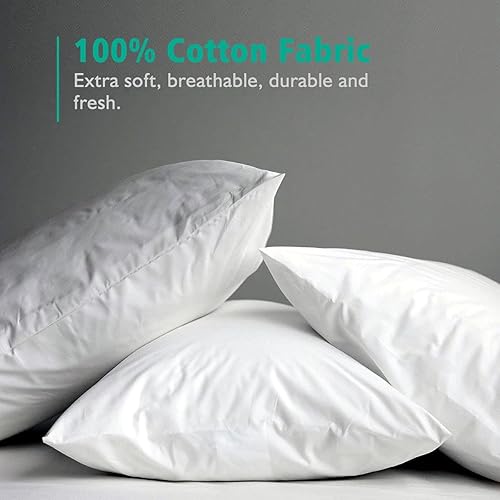 Miniatura 5 de APSMILE Juego de 2 rellenos de almohada de plumón de ganso de 12 x 20 pulgadas, juego de fundas de almohada decorativas rectangulares de algodón