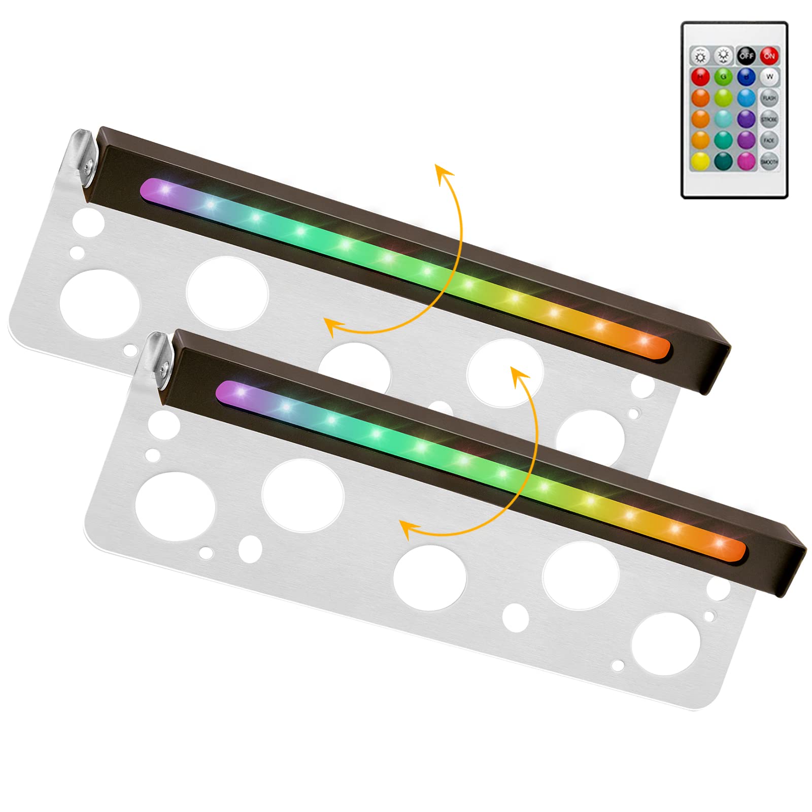 Retaining Wall Lights 12 Inch RGB Hardscape Paver Lights OVAC 1.5W 360° Swivel 12V DC Low Voltage Step Lights Outdoor, IP65 Waterproof LED Hardscape Lighting Deck Stair Lights[2Pack]