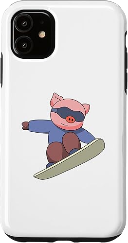 Miniatura 10 de iPhone 12 mini Pig Snowboarding Ski Sports Winter Case
