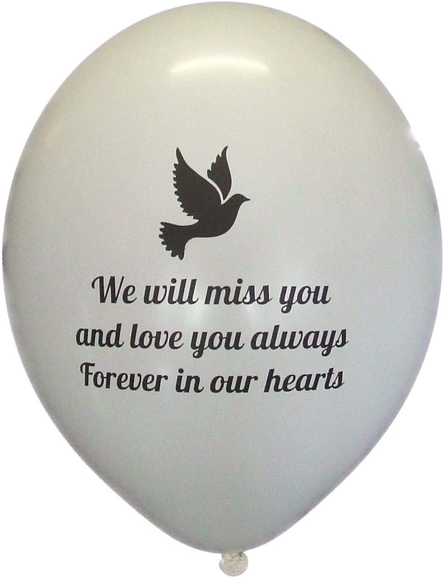 Folkdean 10 x White biodegradable balloons printed for a Funeral balloon release -remembrance anniversary Life celebration tribute