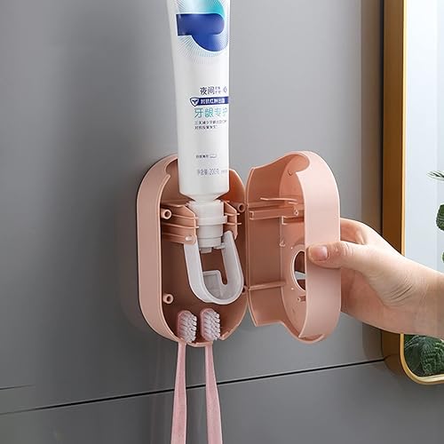 Miniatura 6 de Dispensador de pasta de dientes para montar en la pared, dispensador automático de pasta de dientes de extrusión autoadhesiva, divertido sin