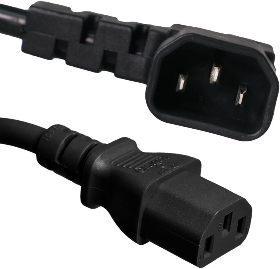 Iron Box Electric – Angled IEC C14 to C13 Power Cord – 15A/250V Rated, 14/3 AWG Heavy-Duty, UL Listed, Space-Saving Design for Data Centers, Servers, PDUs, Networking, UPS, Power Equipment (3 ft)