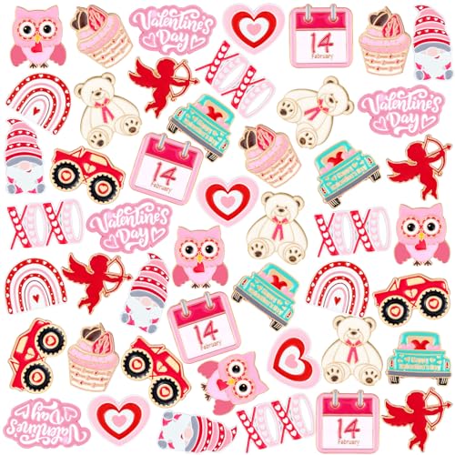 Image of Quelay 60 Pcs Valentines Lapel Pin Bulk Heart Gnome Cupid Enamel Pins Happy Valentines Decorations for Clothes Bags Backpack Jewelry Hat Jacket Decoration Party Favors Galentines Gifts