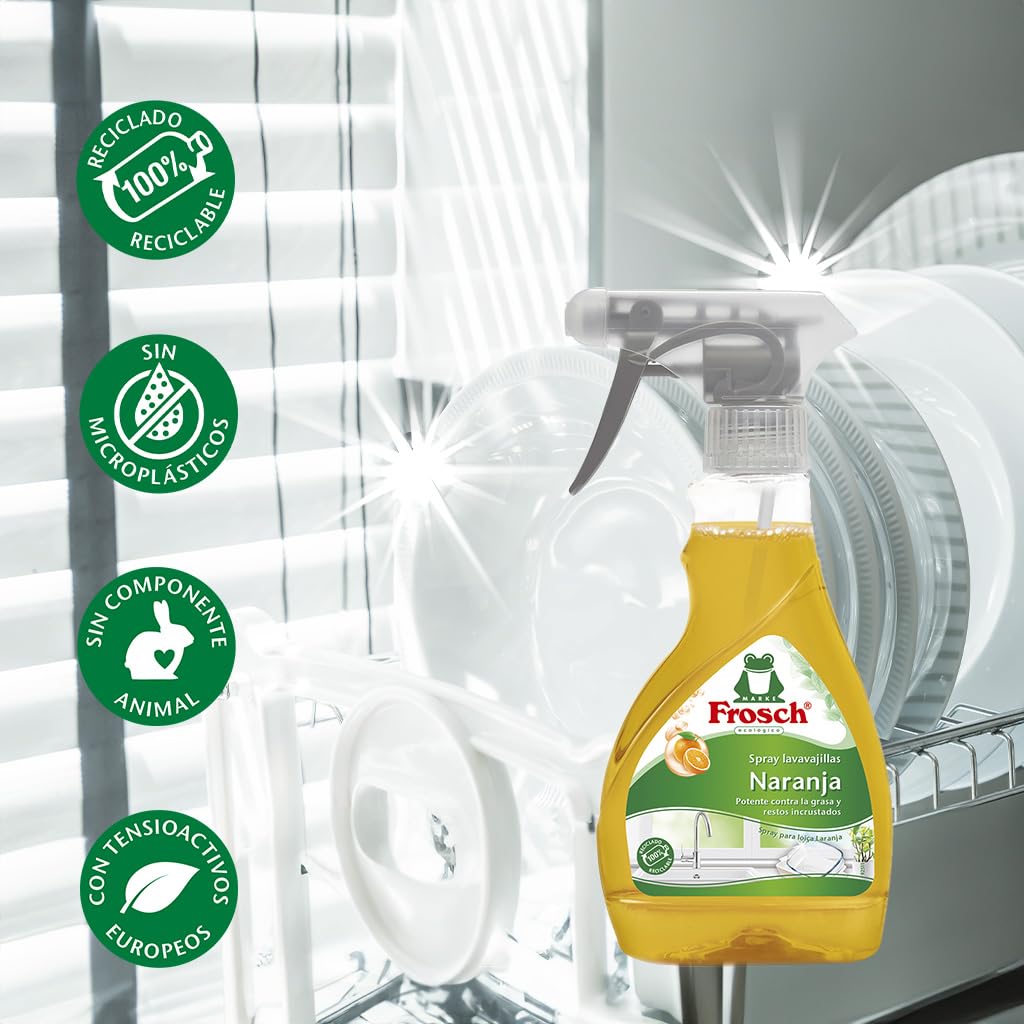 Frosch Spray Lavavajillas Naranja 300ml - Limpiador Desengrasante Ecológico con Extractos Naturales - Elimina Grasa e Incrustaciones — view 4