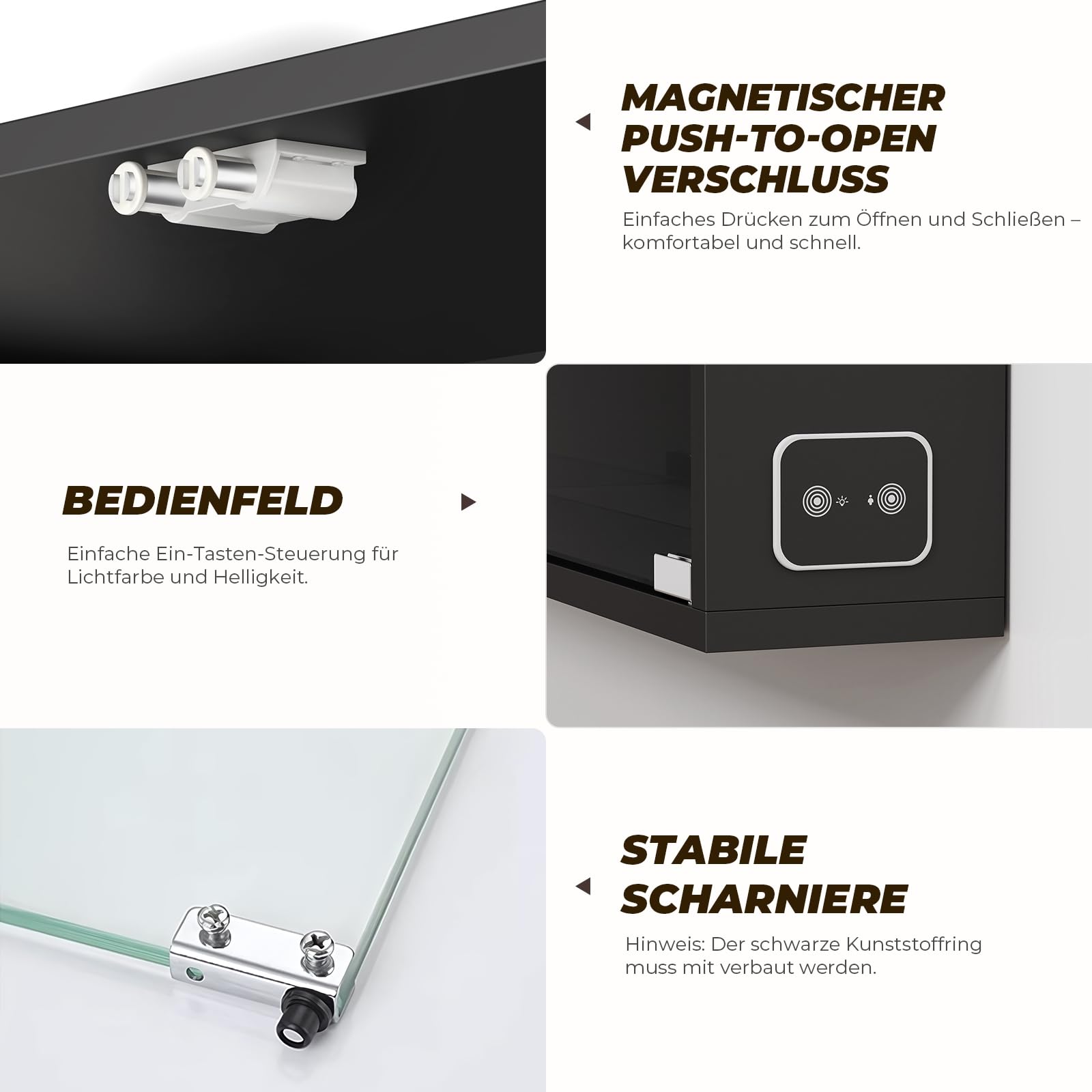 BROTTAR Wandvitrine mit Glastüren, Vitrine für Sportkarten, schwarz