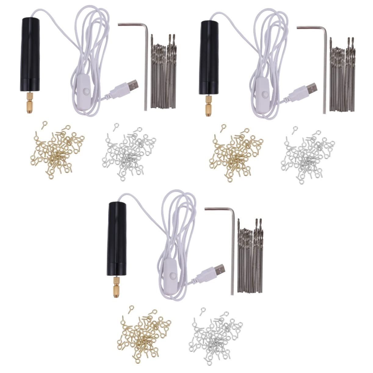 SHINEOFI 3 Set Mini Trapano Elettrico Portatile Senza Filo Da Completo Con Accessori Per Intaglio Te Trapano Usb Per Hobby 115 Pezzi * 3