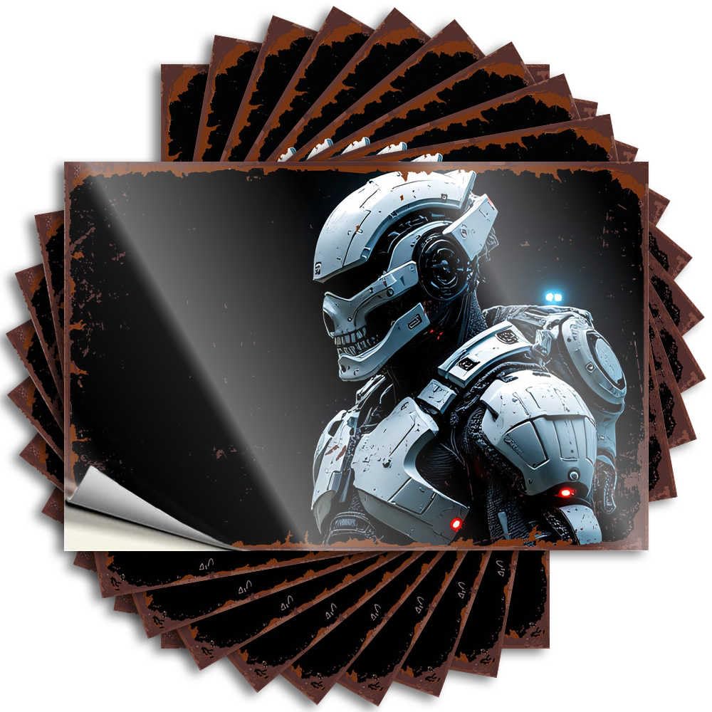 Funny Sticker Boys Bedroom Decor | Books Bumper Robotic Warrior in Futuristic Armor for Interior(8X12CM)