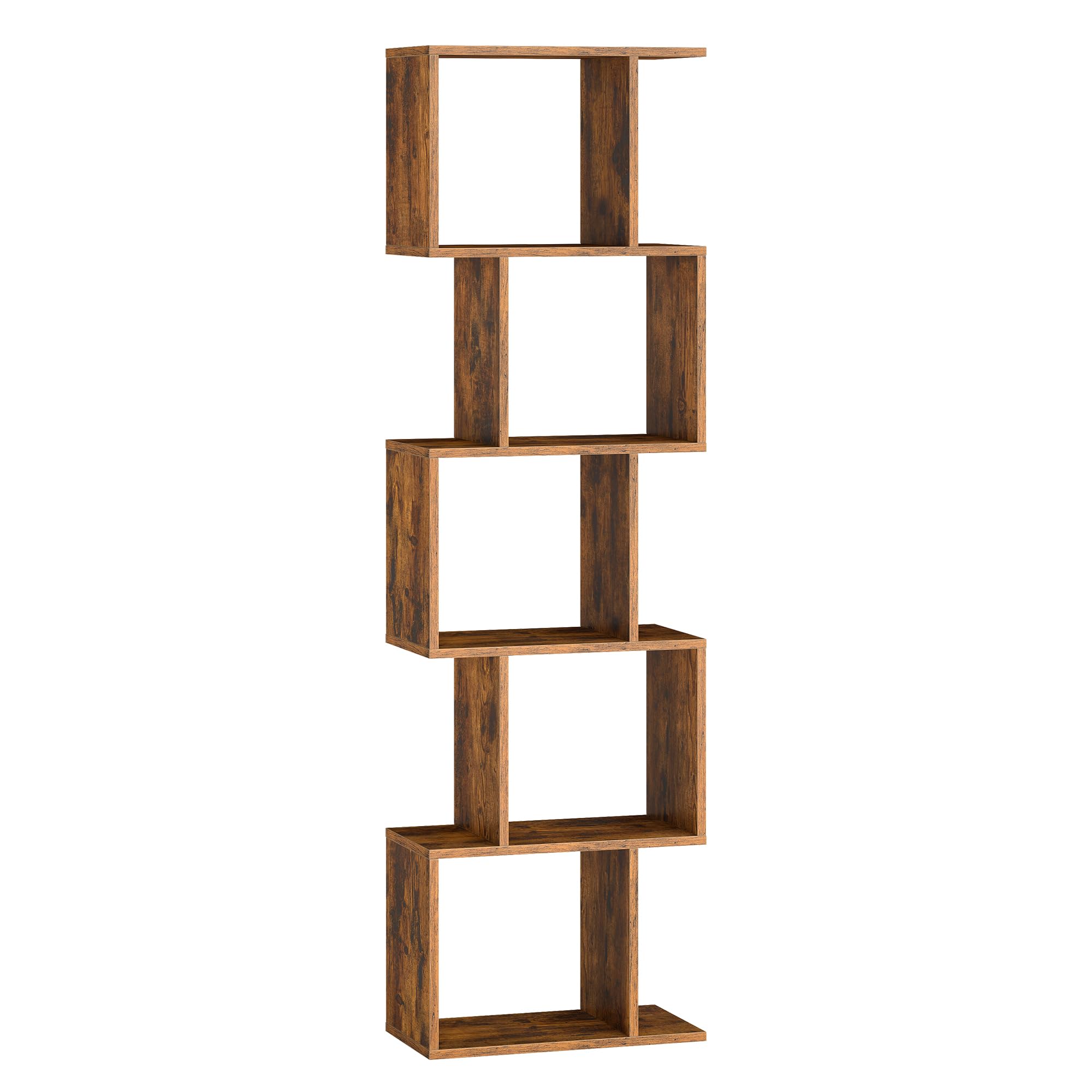 VASAGLE Bookshelf, 5-Tier Bookcase, 9.4 x 15.7 x 62.6 Inches, Storage Shelf with Open Compartments, Modern Style, for Living Room, Bedroom, Office, Rustic Brown ULBC462K01