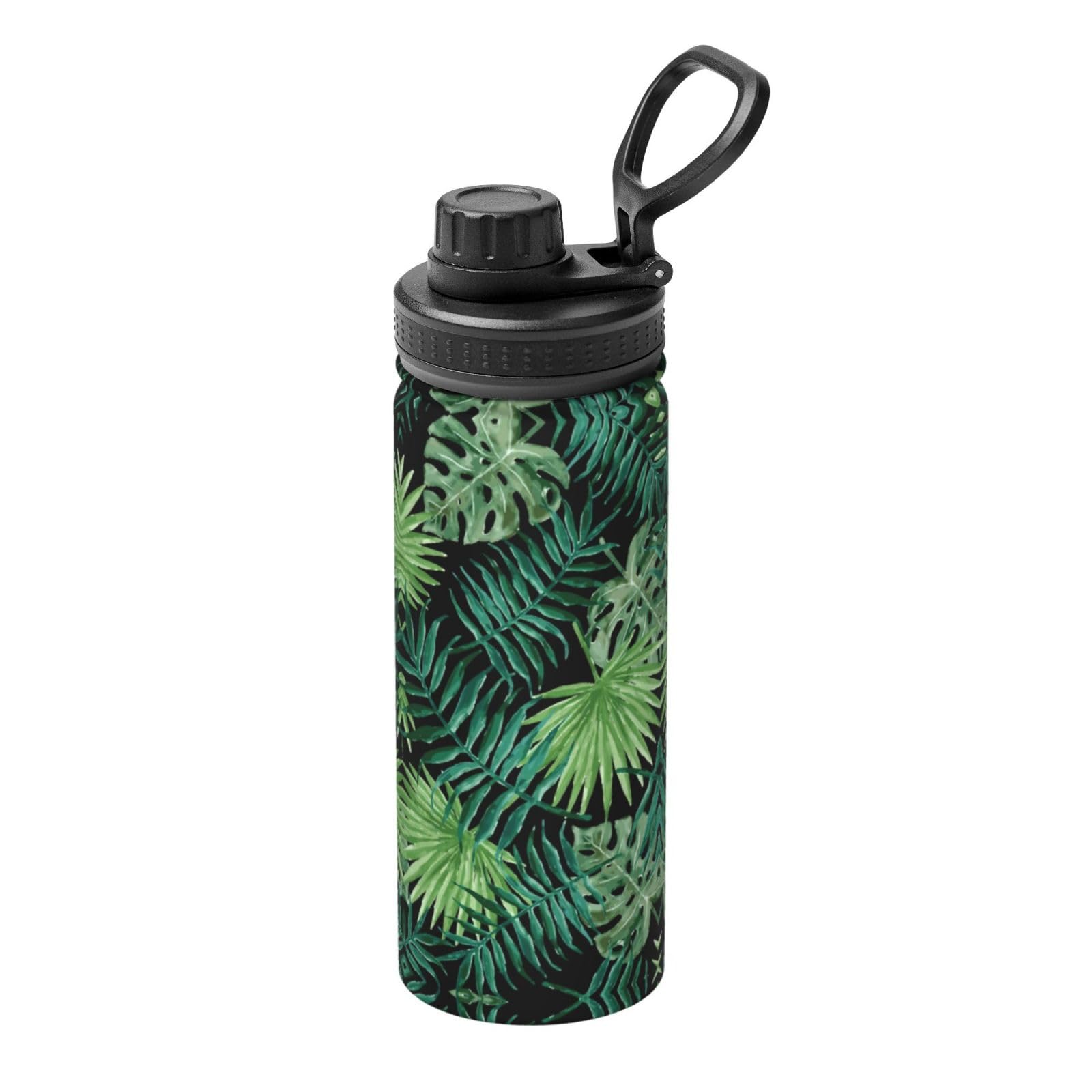 Kfjghhl Insulated Stainless Transparent Palm Leaf Pattern Steel Water Bottle For Sport Gym Travel Leak Camping Hiking Hydration