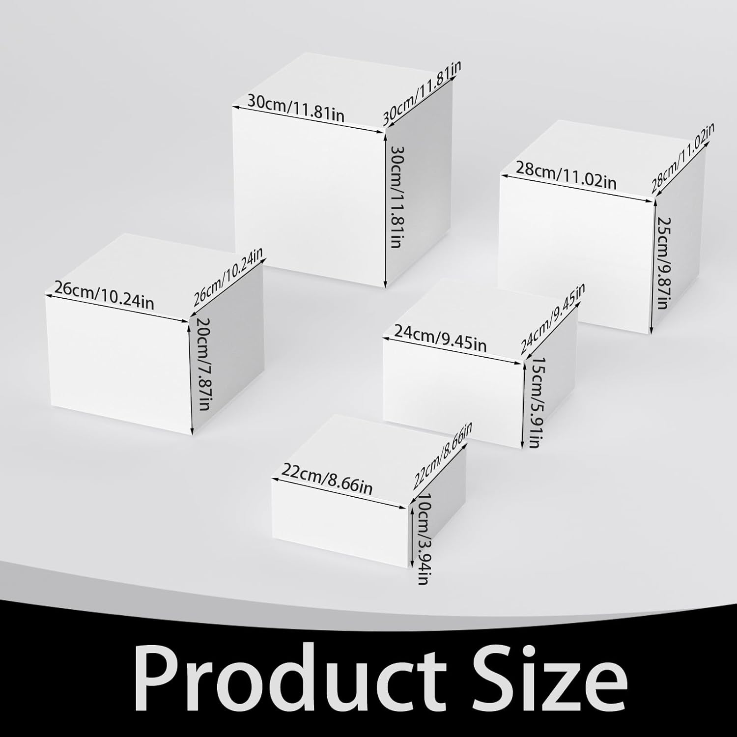 Extra Large White Acrylic Buffet Risers Cube Box Food Risers for Buffet Dessert Table 12 inch Set of 5 Display Stands for Weddings, Platters,Parties, Events, Decor Food Presentation, Shop Display