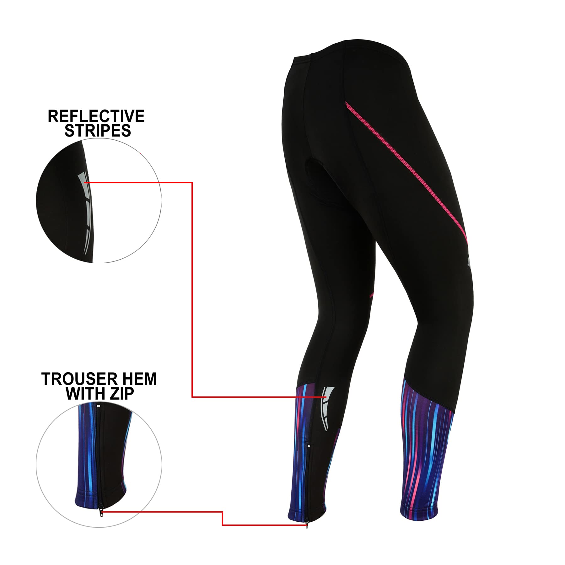 Sikma Legging de cyclisme rembourré thermique pour femme