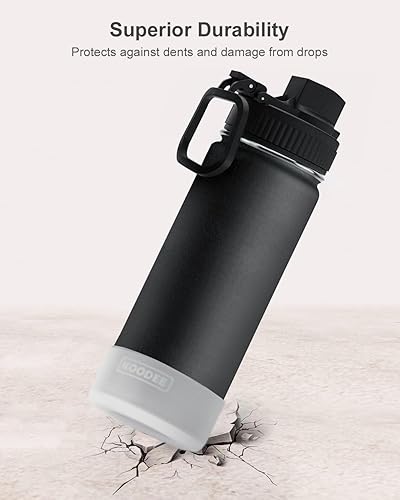 Miniatura 4 de koodee Botella de agua de 22 onzas de acero inoxidable aislada al vacío, botella de agua deportiva de boca ancha con tapa con popote, botella de