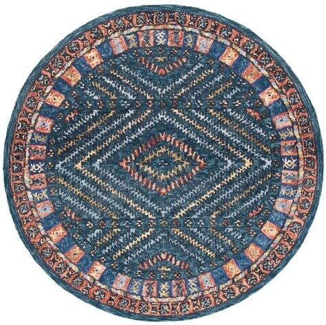 Miniatura 1 de Safavieh Aspen Collection APN815P - Alfombra redonda de lana bohemia hecha a mano de 8 x 8 pies