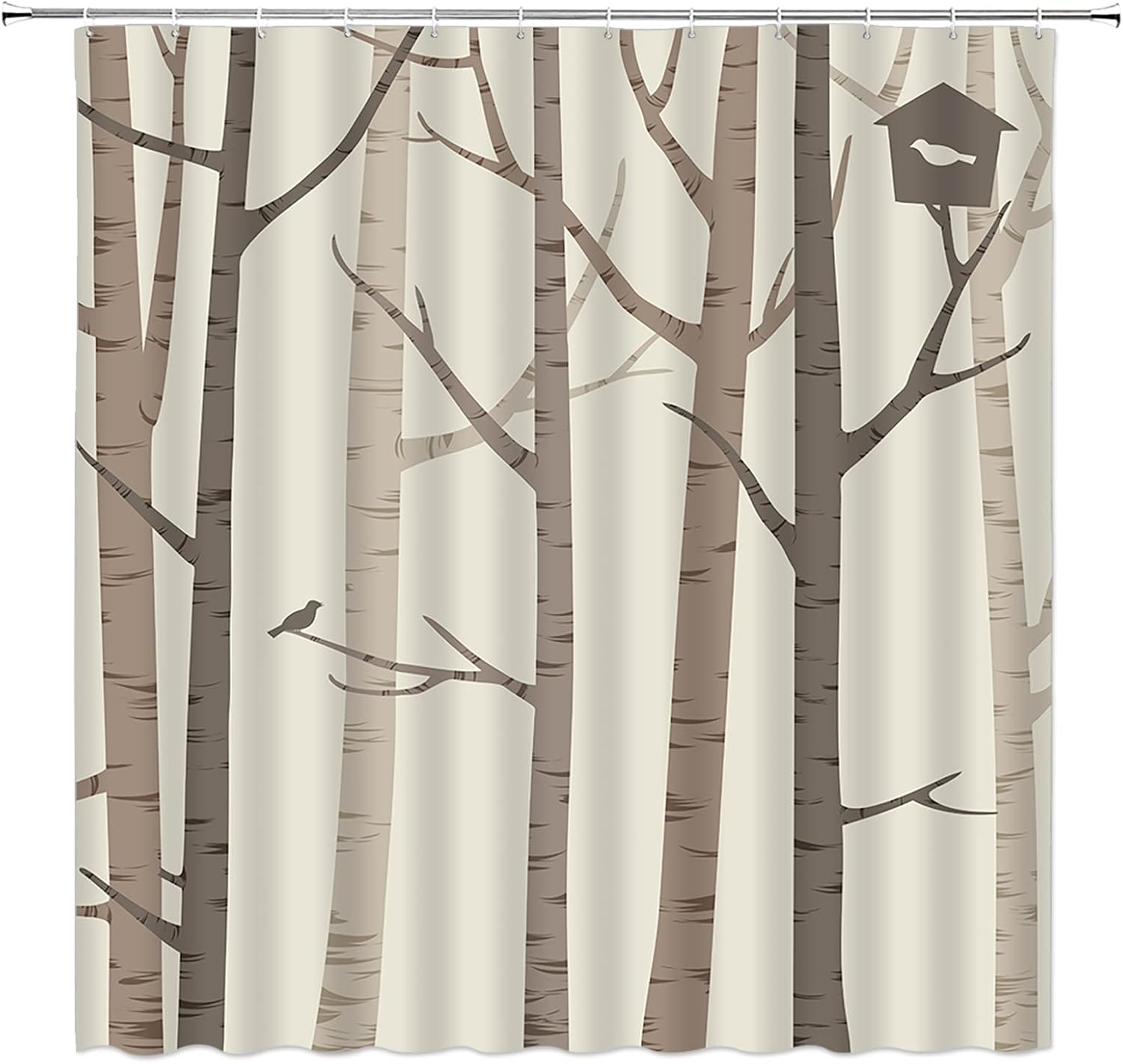 Rainforest Shower Curtain Tropical Jungle Forest Green Palm Tree Leaves Nature Landscape Scenery Fabric Bathroom Decor with Hooks(70" Wx84 H)