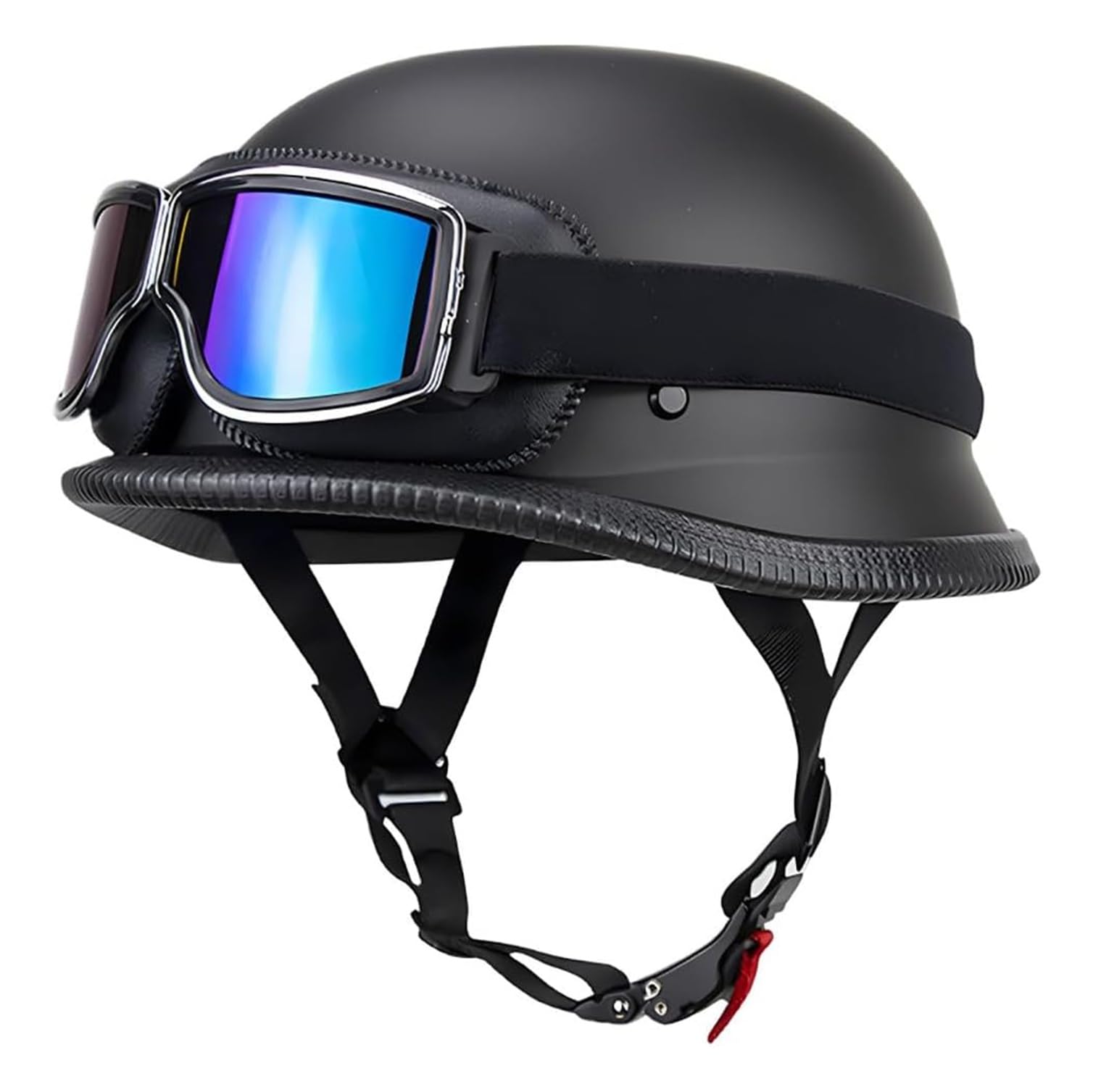Vintage niemiecki kask motocyklowy półotwarty kask motocyklowy z goglami zatwierdzony przez DOTECE dorośli mężczyźni kobiety półusztywniany kask na rower Cruiser