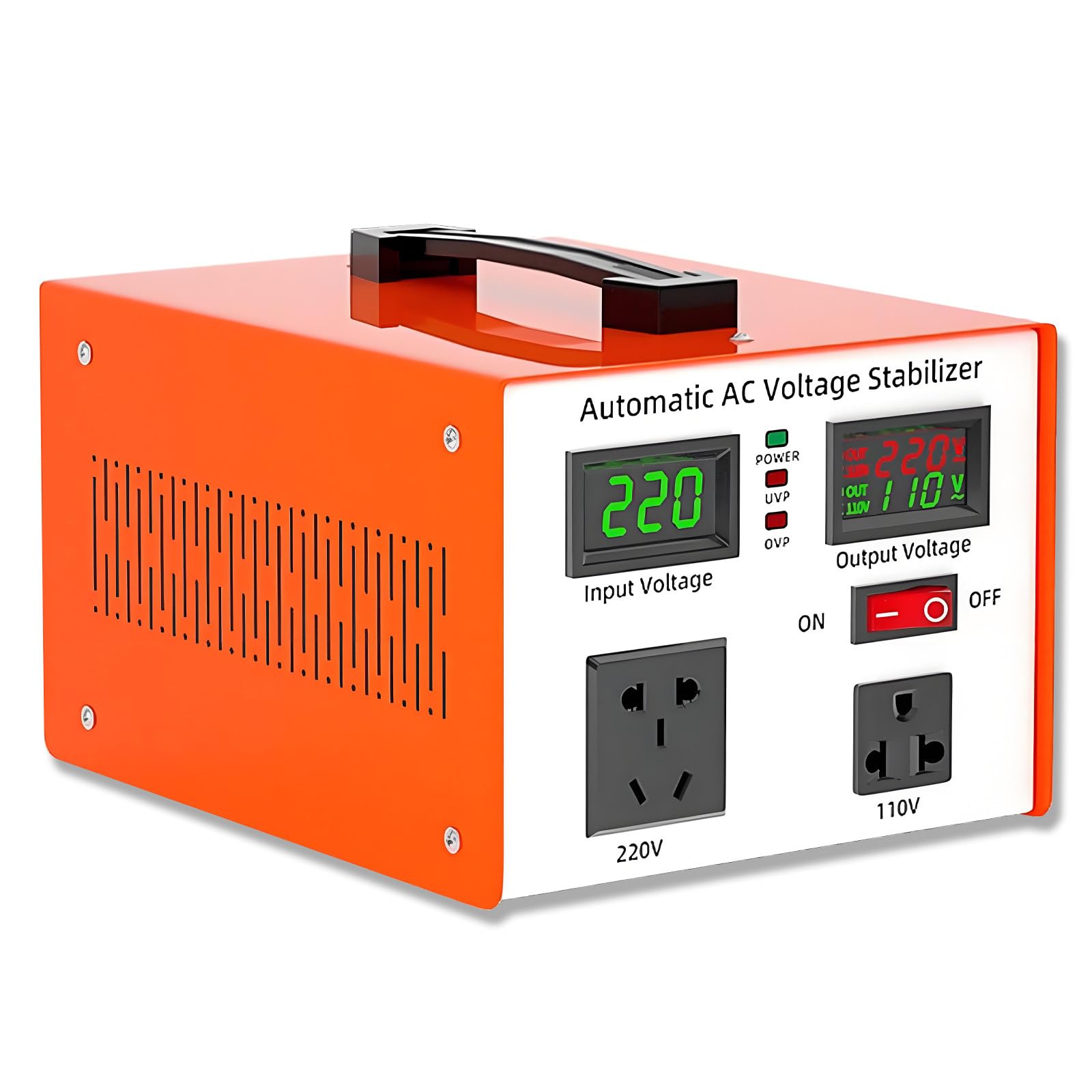Estabilizador de Tensión 220V 110V para Hogar Estabilizador de Tensión de Amplio Rango Entrada 90-250V Seis Protecciones de Seguridad para TV Nevera Ordenador 220V-1000W