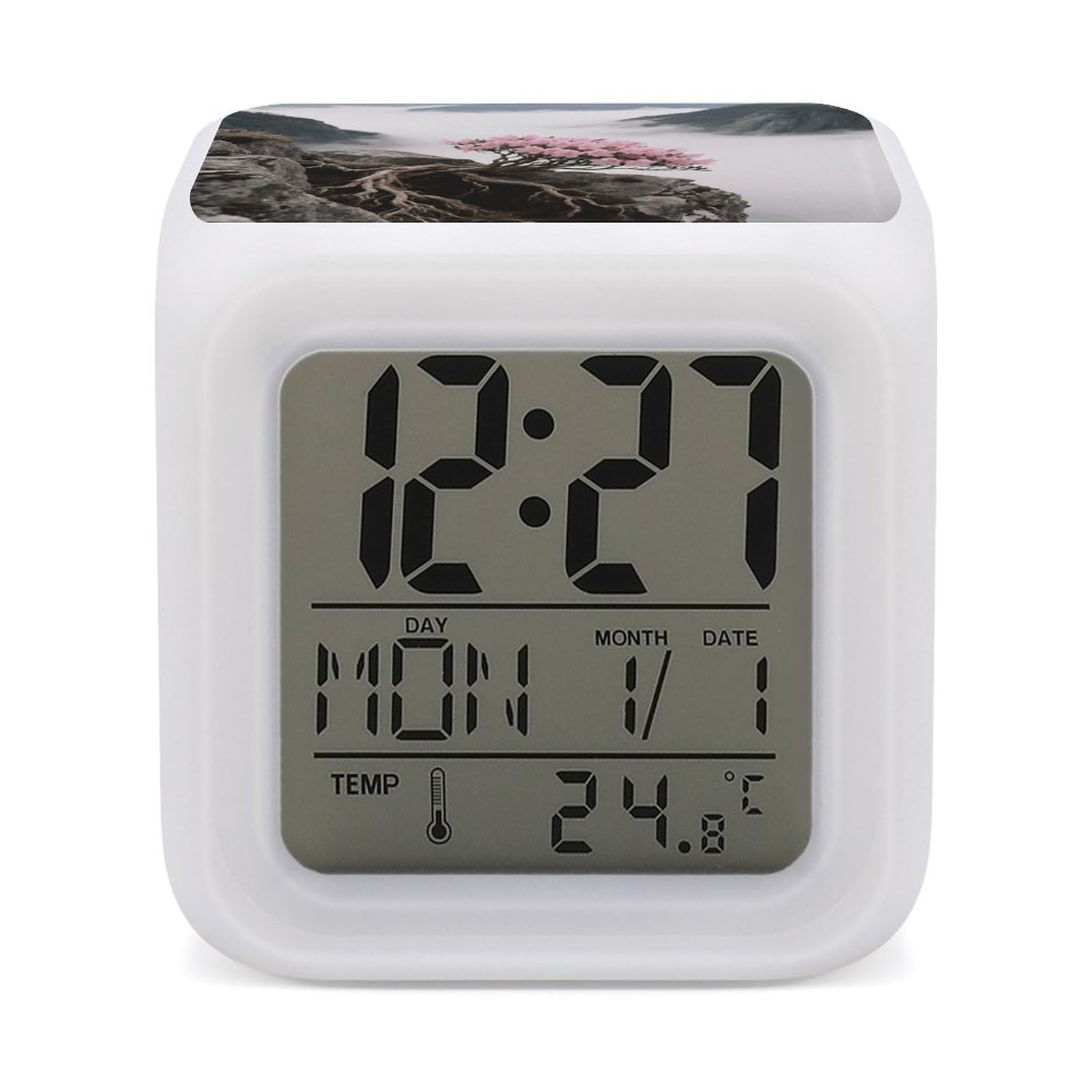 Reloj digital con pantalla de temperatura y luz nocturna suave que elimina el insomnio