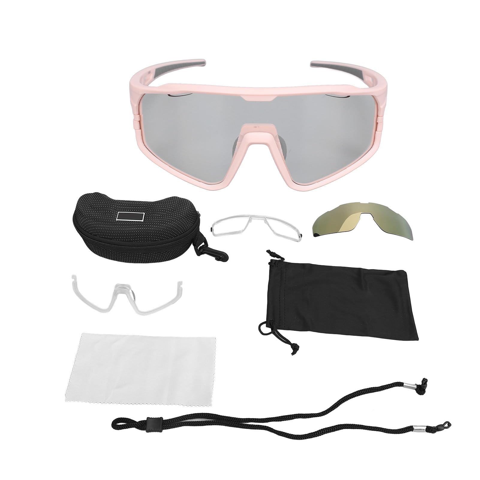POENVFPO Occhiali da Sole Ciclismo, Occhiali Sportivi Polarizzati Fotocromatici con Montatura Rimovibile per Miopia, Protezione UV400 per Uomini e Donne Attività All'Aperto