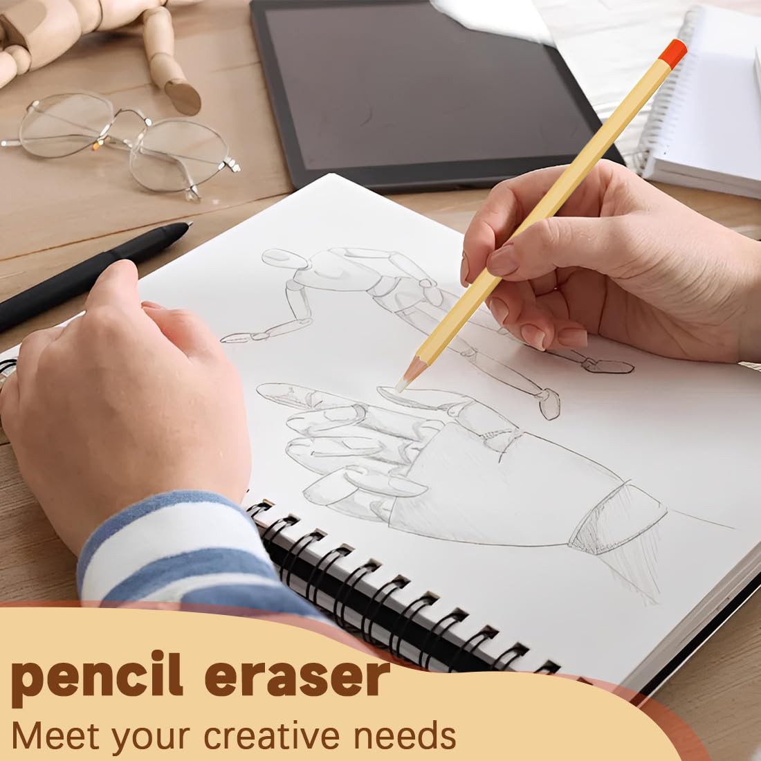12 Stück Bolígrafo Goma, Gomas De Borrar, Gomas Tipo Bolígrafo con Sacapuntas, Goma Afilable, Herramienta De Borrado De Precisión, Para Bocetos, Trabajos Artísticos Y Dibujo Infantil
