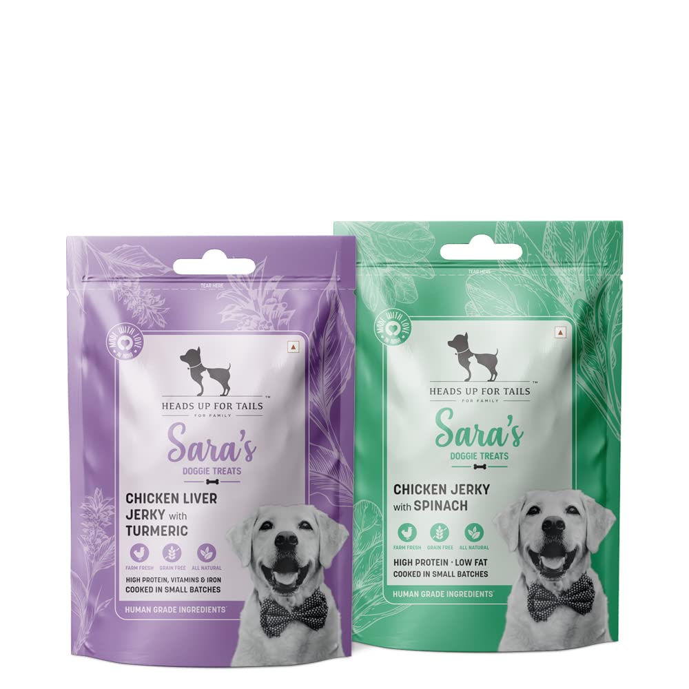 Heads Up For Tails Huft SaraS Dog Treats Combo Chicken Jerky With Spinach & Chicken Liver With Organic Turmeric - Pack of 2(For All life stages) (B0BR8FB1GF) Amazon Price History, Amazon Price Tracker